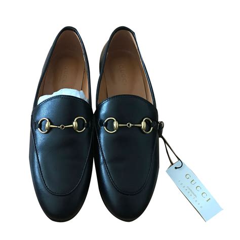 Mocassins en cuir Gucci Noir taille 38.5 IT en Cuir 